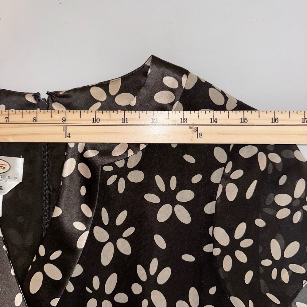 Talbots Vintage Pure Silk Midi Dress Sz 6 Brown Tan Faux Wrap‎ Bow Detail EUC - Picture 11 of 15